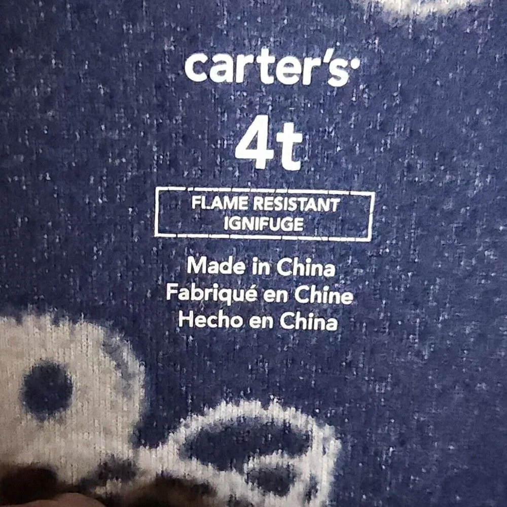 Carter's Toddler Boys Blue Football Fleece Footie Pajamas 4T